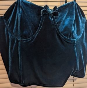 Blue velvet faux corset top